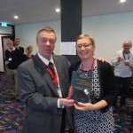 The honoree with one of the editors